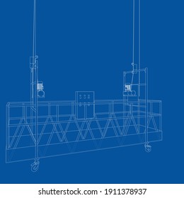 Empty construction elevator. Vector rendering of 3d. Wire-frame style