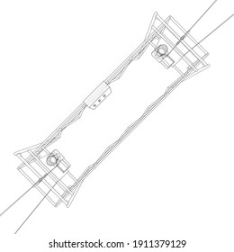 Empty construction elevator. Vector rendering of 3d. Wire-frame style