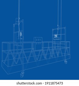 Empty construction elevator. Vector rendering of 3d. Wire-frame style