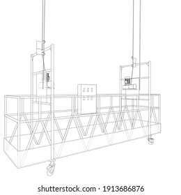 Empty construction elevator. Vector rendering of 3d. Wire-frame style