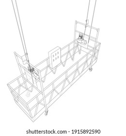Empty construction elevator. Vector rendering of 3d. Wire-frame style