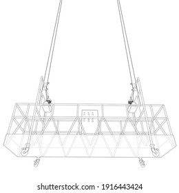 Empty construction elevator. Vector rendering of 3d. Wire-frame style