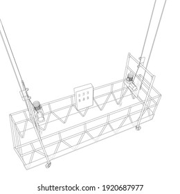 Empty construction elevator. Vector rendering of 3d. Wire-frame style