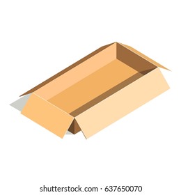 Empty container carton store package, delivery open box flat design.