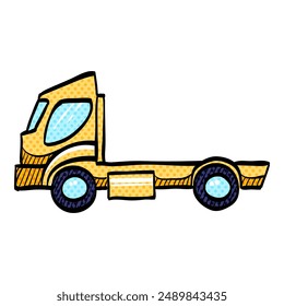 Empty container lift truck halftone icon hand drawn color vector illustration