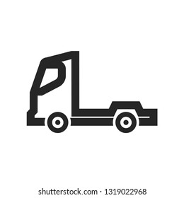 Empty container lift truck icon in thick outline style. Black and white monochrome vector illustration.