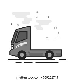 Empty container lift truck icon in flat outlined grayscale style. Vector illustration.