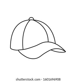 Empty contour baseball cap. Headdress icon, hat. Isolated outline on a white background. Flat style