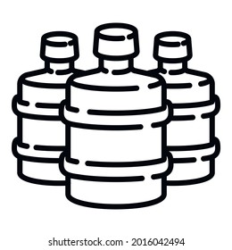 Empty cooler water bottles icon. Outline empty cooler water bottles vector icon for web design isolated on white background