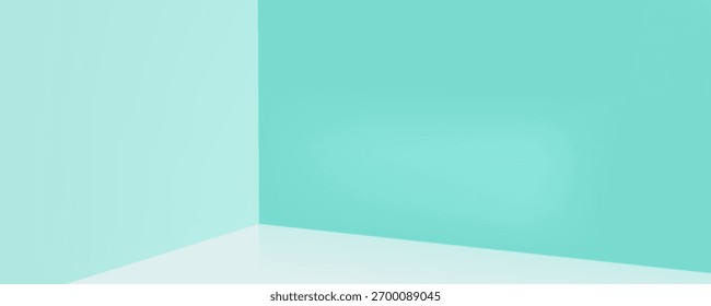 Esquina vacía con paredes y suelo azules. Gradiente de estudio de la habitación vacía utilizado para el fondo y mostrar su producto. Ilustración 3D