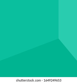 Empty corner of the room with green walls and floor, different shades of walls and floor, vector illustration