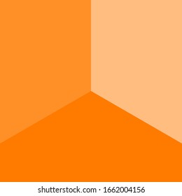 Empty corner of the room with orange walls and floor, different shades of walls and floor, vector illustration