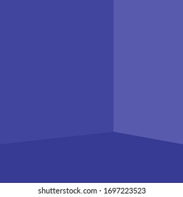 Empty corner of the room with purple violet walls and floor, different shades of walls and floor, vector illustration