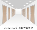 Empty Corridor in Hotel or Condominium. Vector Illustration. 