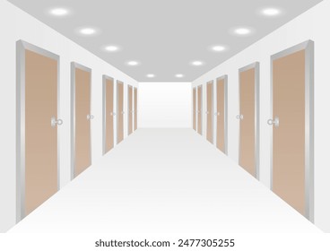 Empty Corridor in Hotel or Condominium. Vector Illustration. 