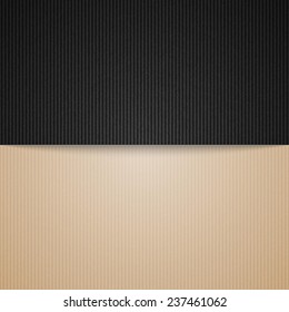 empty corrugated brown and black cardboard background, vector template