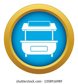 Empty counter with canopy icon blue vector isolated on white background for any design