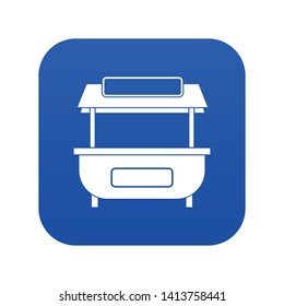 Empty counter with canopy icon digital blue for any design isolated on white vector illustration