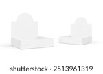 Empty Counter Display Boxes With Rounded Top, Side View, Isolated On White Background. Vector Illustration