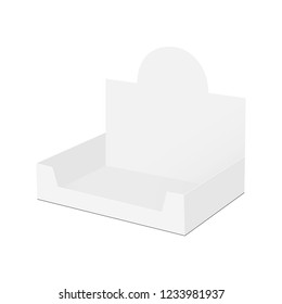 Empty Counter Top Display Box Mock Up - Side View. Vector Illustration