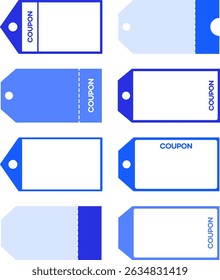 Empty coupon illustration set, discount coupon icon, ticket, gift certificate, vector