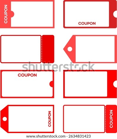 Empty coupon illustration set, discount coupon icon, ticket, gift certificate, vector