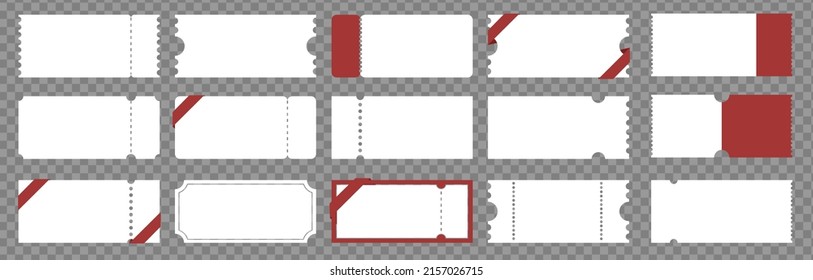 Empty coupon Template illustration set. ticket, voucher, discount coupon, gift voucher. Vector drawing. Hand drawn style. 