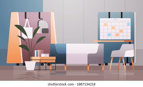 empty coworking center modern office room interior open space with furniture horizontal vector illustration