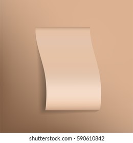 Empty craft paper sheet on brown background. paper mockup realistic template.
