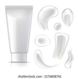 Plantilla de tubo de crema vacía composición de conjunto aislado. Ilustración del elemento de diseño gráfico
