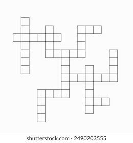 Empty crossword template. Kids quiz game. Vector design isolated on white background.