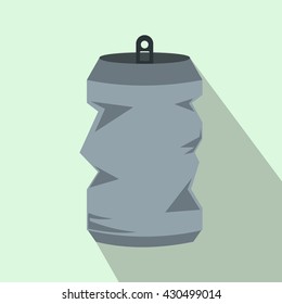 Empty crushed soda aluminum can icon. Flat illustration of empty crushed soda aluminum can vector icon for any web design