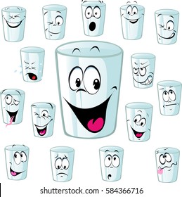 empty cup cartoon with funny face - vector illustration