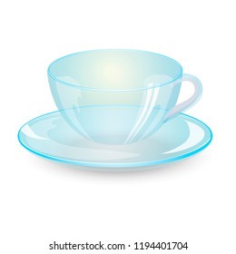 Empty cup and saucer isolated on white background. Vector illustration
