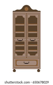 Empty cupboard in vintage style isolated on white