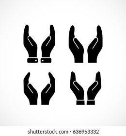 Empty cupped hands vector eps web icon on white background