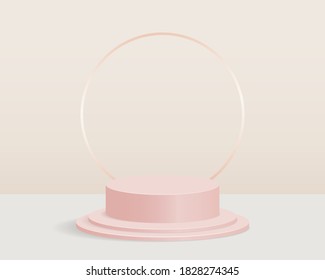 Podio de cilindro vacío en un fondo mínimo. Resumen de escena mínima con objeto de forma geométrica. Diseño para presentación de productos. Ilustración vectorial 3d. 