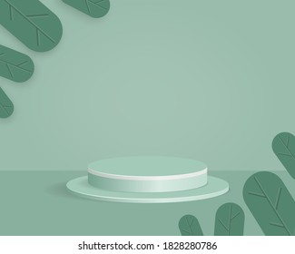 Empty cylinder podium on minimal background. Abstract minimal scene with geometric shape object. Design for product presentation. 3d vector illustration. 