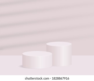Empty cylinder podium on minimal background. Abstract minimal scene with geometric shape object. Design for product presentation. 3d vector illustration. 