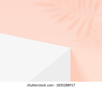 Empty cylinder podium on minimal background. Abstract minimal scene with geometrical forms. Design for product presentation. 3d vector illustration. 