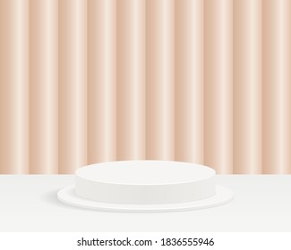 Empty cylinder podium on minimal background. Abstract minimal scene with geometrical forms. Design for product presentation. 3d vector illustration. 