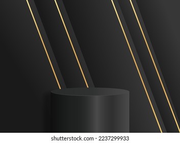 Podio de cilindro vacío en un fondo mínimo. Resumen de escena mínima con objeto de forma geométrica. Diseño para presentación de productos. Ilustración vectorial 3d.