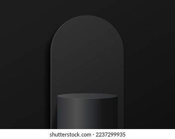 Empty cylinder podium on minimal background. Abstract minimal scene with geometric shape object. Design for product presentation. 3d vector illustration.
