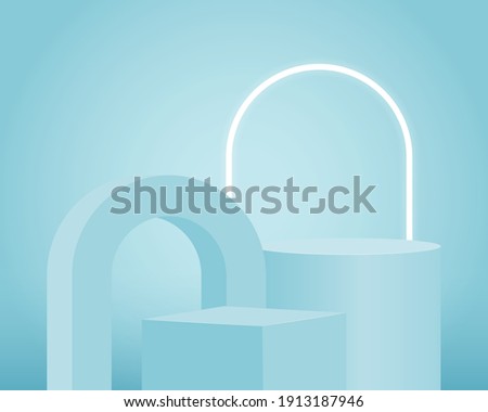 Empty cylinder podium on minimal background. Abstract minimal scene with geometrical forms. Design for product presentation. 3d vector illustration. 