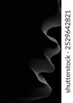 Empty dark background with abstract wavy silver lines