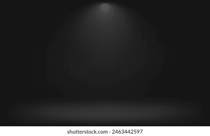 Empty dark background. Empty table floor. Realistic studio wall. Minimal 3d shelf. Space for selling products on the website. Space for text. stand for products. Vector illustration.
