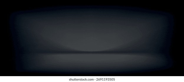 Habitación tridimensional de hormigón negro oscuro vacía con pared y piso de cemento. Fondo de Galería o pantalla de producto para maqueta