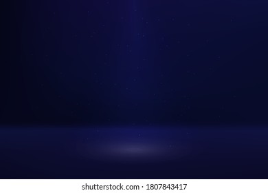 Empty dark blue color studio room with spotlight background