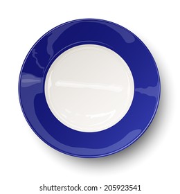 Empty Dark Blue Plate Isolated On White