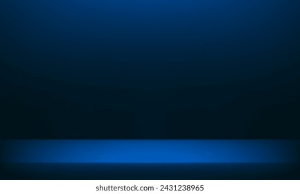 Empty Dark blue Studio Backdrop. Clean design for displaying product. Space for selling products on the website. Vector illustration.